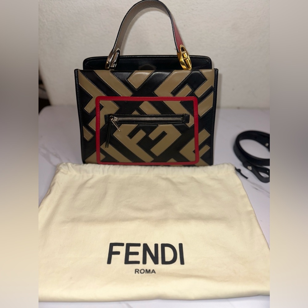 Fendi Small Runaway Satchel Fango Black Fragola Vitello Century F Fendi